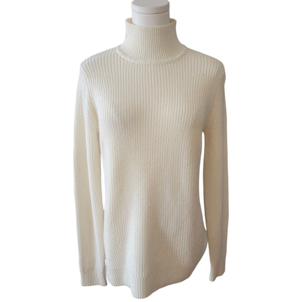 Banana Republic‎ Cream Turtleneck Knit Tunic Sweater Size Medium